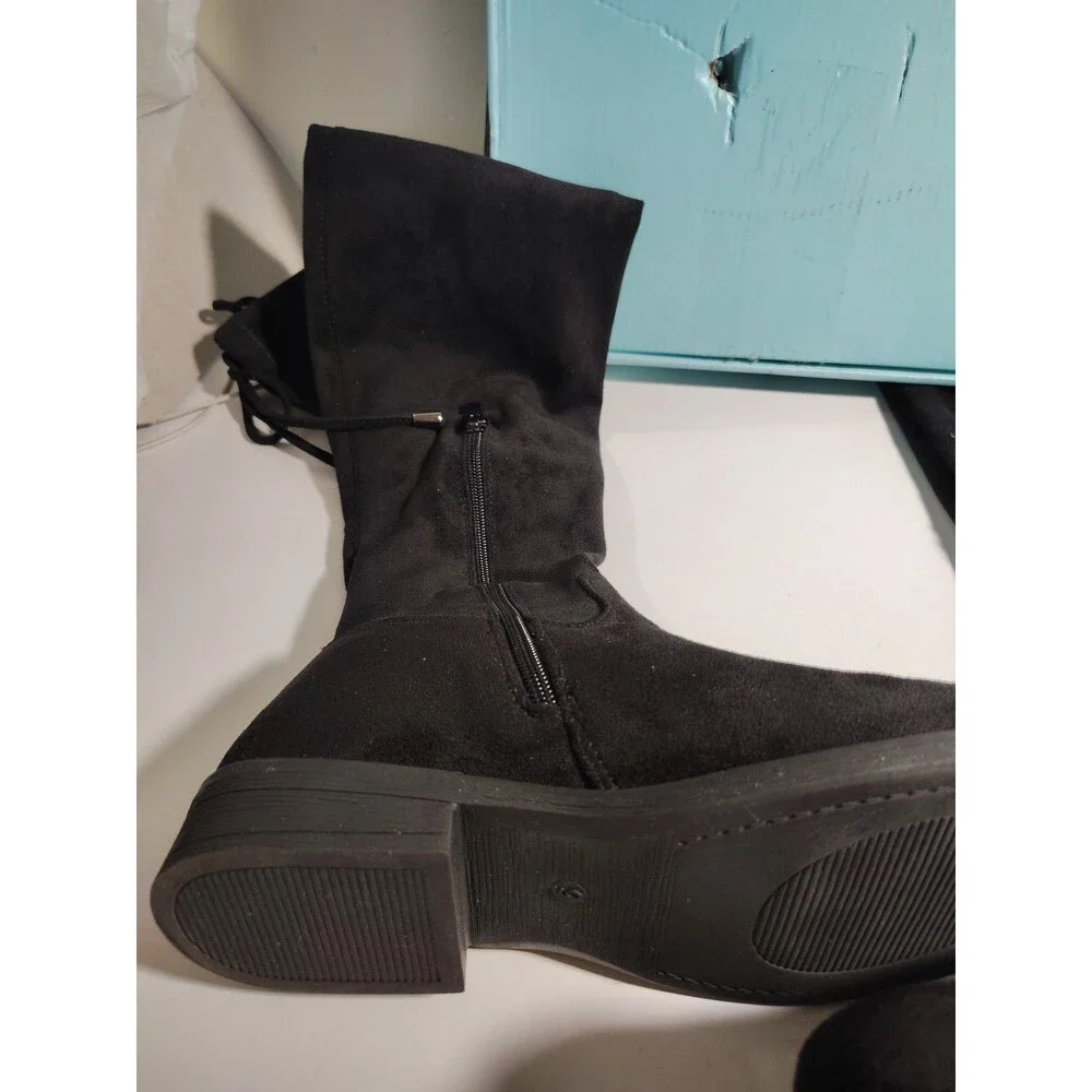 Vespose Women’s Fashion Suede Chunky Heel Over The Knee Boots Worn Once Size 9
